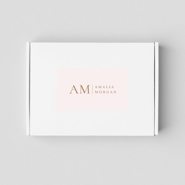 Adesivo Retangular Monograma - Cor-De-Rosa Personalizada - Nome E Nom (Criador carregado)