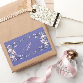 Adesivo Retangular Monograma Floral Púrpura Leve Personalizado