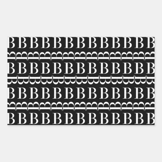 Adesivo Retangular Monograma - Letra inicial B (Frente)