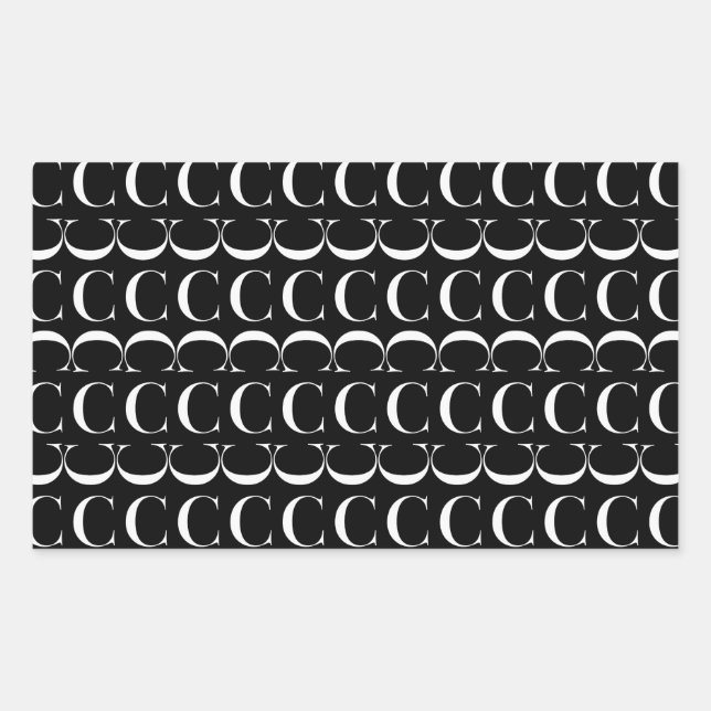 Adesivo Retangular Monograma - Letra inicial C (Frente)