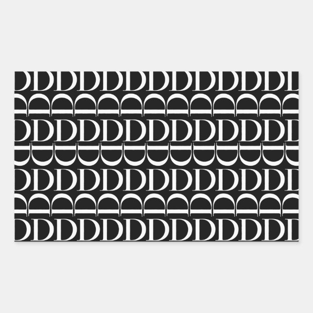 Adesivo Retangular Monograma - Letra Inicial D (Frente)