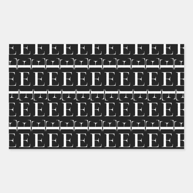 Adesivo Retangular Monograma - Letra Inicial E (Frente)