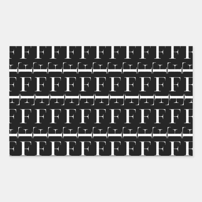 Adesivo Retangular Monograma - Letra inicial F (Frente)