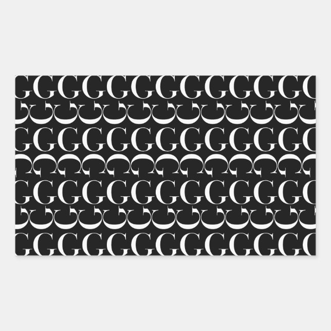 Adesivo Retangular Monograma - Letra inicial G (Frente)