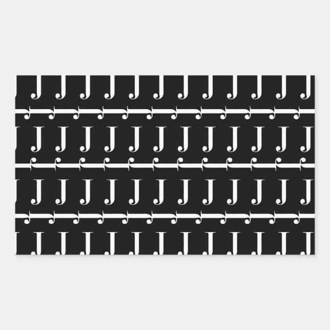 Adesivo Retangular Monograma - Letra Inicial J (Frente)