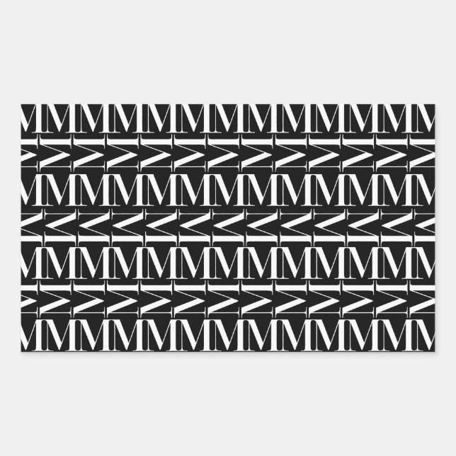 Adesivo Retangular Monograma - Letra Inicial M (Frente)