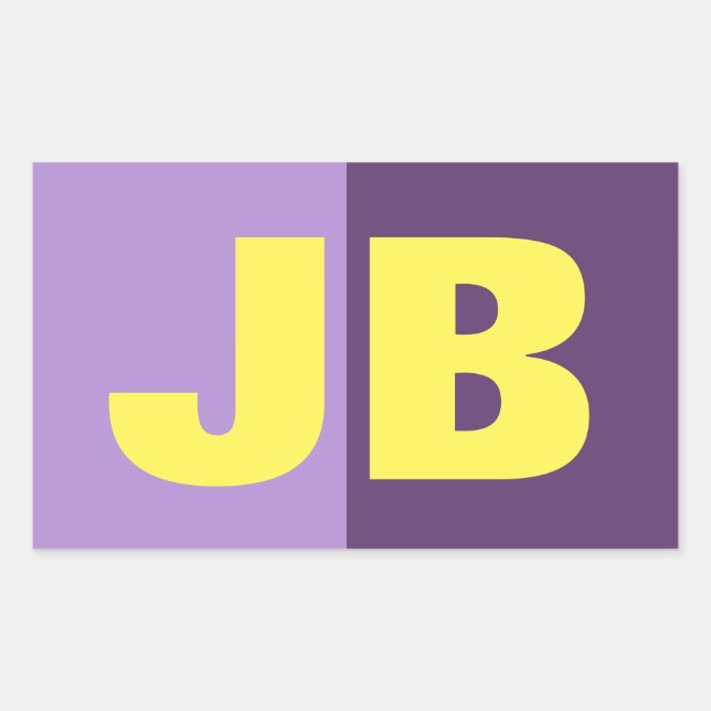 Adesivo Retangular Monograma Letras Iniciais Indigo Amarelo Minimalis (Frente)