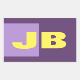 Adesivo Retangular Monograma Letras Iniciais Indigo Amarelo Minimalis