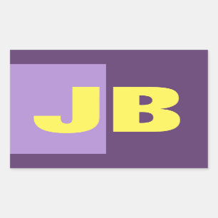 Adesivo Retangular Monograma Letras Iniciais Indigo Amarelo Minimalis