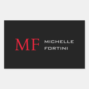 Adesivo Retangular Monograma Minimalista Moderno Vermelho Plano Inici