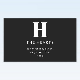 Adesivo Retangular Monograma Moderno Editável Nome & Mensagem   Preto