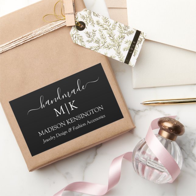 Adesivo Retangular Monograma ou adição de logotipo preto (Presentear)