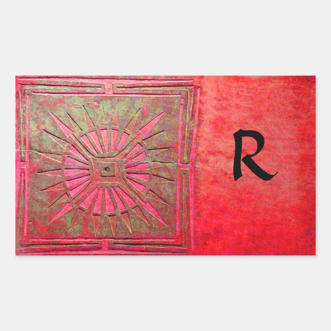 Adesivo Retangular MONOGRAMA STAR DA MANHÃ, vermelho, verde (Frente)