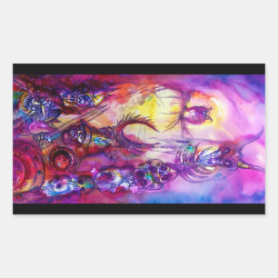 Adesivo Retangular MONSTERS HALLOWEEN / ÓRC WAR Red Purple Fantasy