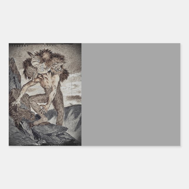 Adesivo Retangular Monstro de três cabeças (Frente)