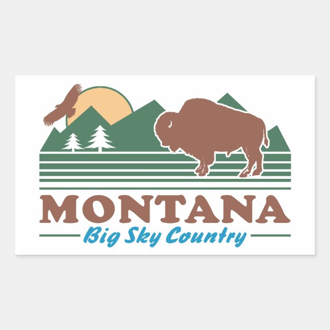 Adesivo Retangular Montana Big Sky Country (Frente)