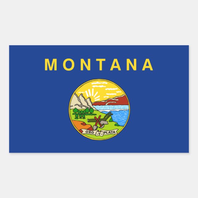Adesivo Retangular Montanan Flag, Flag de Montana (Frente)
