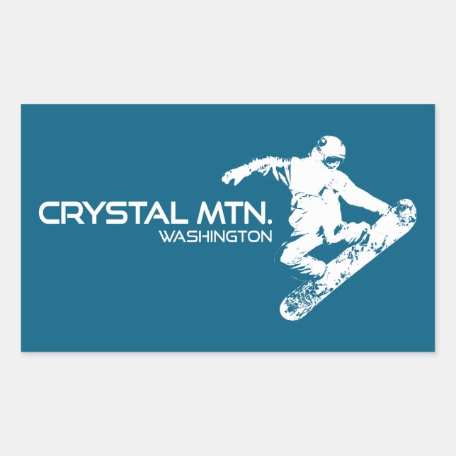 Adesivo Retangular Montanha de Cristal Snowboarder de Washington (Frente)