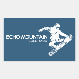 Adesivo Retangular Montanha Echo Snowboarder Colorado