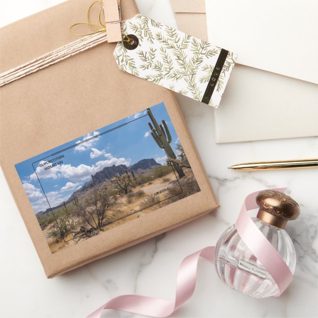 Adesivo Retangular Montanha Superstição, Arizona (Presentear)