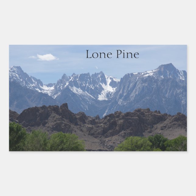 Adesivo Retangular Montanhas de Lone Pine com neve no topo (Frente)