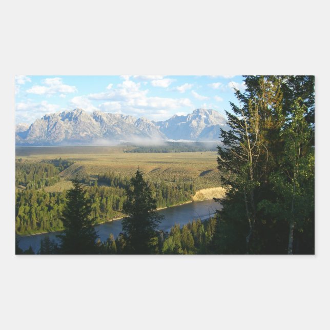 Adesivo Retangular Montanhas e Rio Jackson Hole (Frente)