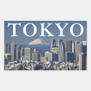 Adesivo Retangular Monte Fuji Paisagem do Distrito de Shinjuku Tóqu