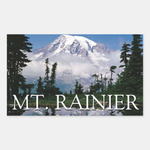 Adesivo Retangular Monte Rainier   Reflexão num troço de montanha