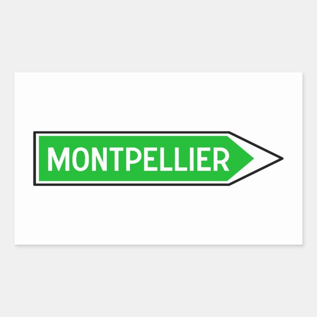 Adesivo Retangular Montpellier, Road Sign, França (Frente)