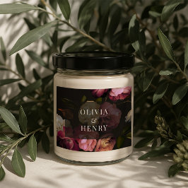 Adesivo Retangular Moody Floral Wedding Dark Romantic Black Burgundy