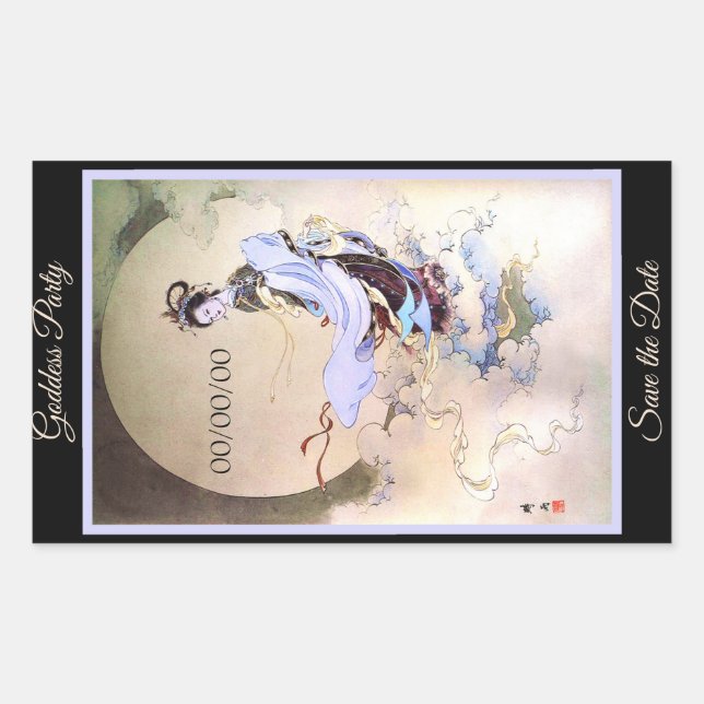 Adesivo Retangular Moon Goddess Chang'e Save-the-Date Sticker (Frente)