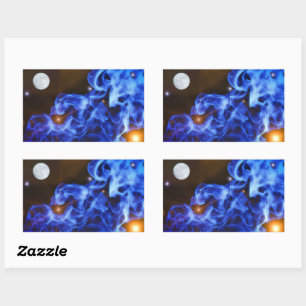 Adesivo Retangular Moon Stars Space Art Sticker