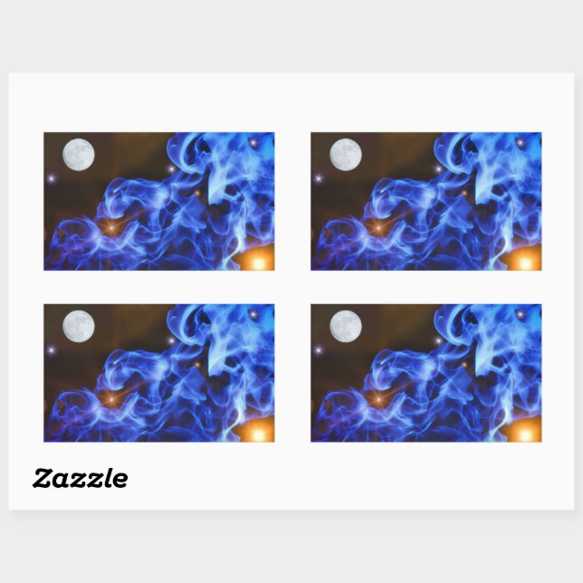 Adesivo Retangular Moon Stars Space Art Sticker (Folha)