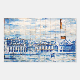 Adesivo Retangular mosaico lisbon blue painting azulejo porcelana pad