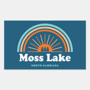 Adesivo Retangular Moss Lake North Carolina Rainbow