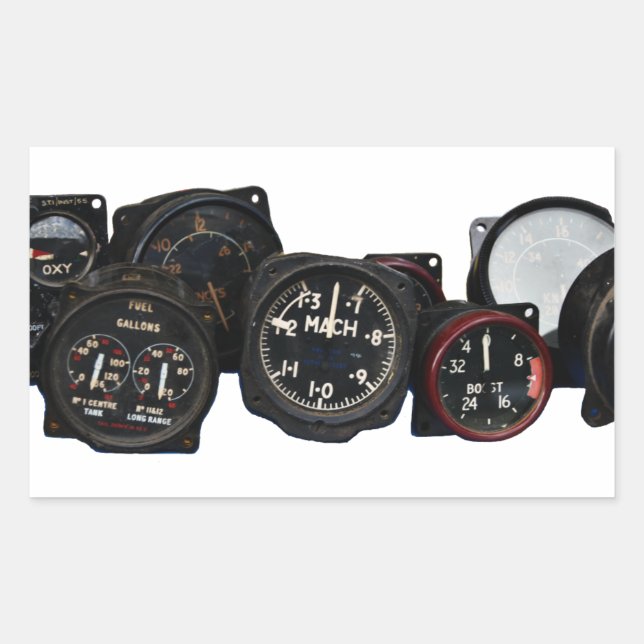 Adesivo Retangular Mostradores de discagem de voo WII de avião invert (Frente)