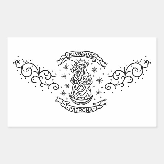 Adesivo Retangular motif virgem medieval mary jesus (Frente)