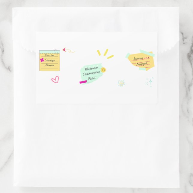 Adesivo Retangular Motivation and positive vibes (Bolsa)