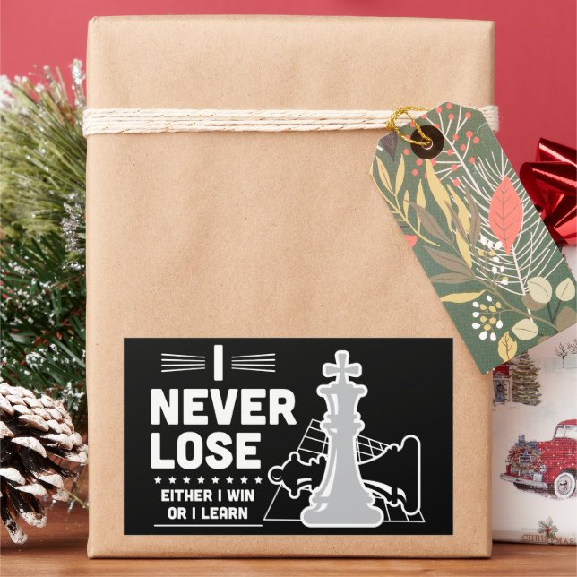 Adesivo Retangular Motivational Never Lose Chess Quote  (Feriado)