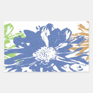 Adesivo Retangular Motivo alaranjado azul verde da flor