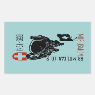 Adesivo Retangular Motocicleta Recon suíça de WWII