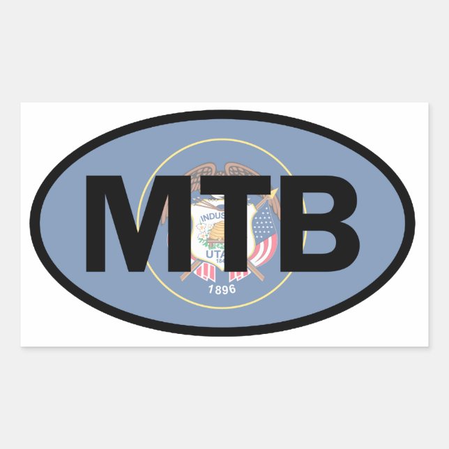 Adesivo Retangular Mountain Biking Utah Flag (Frente)