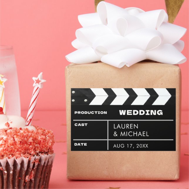 Adesivo Retangular Movie Film Clap Board Wedding (Festa)