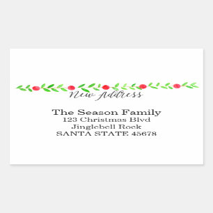 Adesivo Retangular Movimentamos/Novo Endereço, aquarela Natal