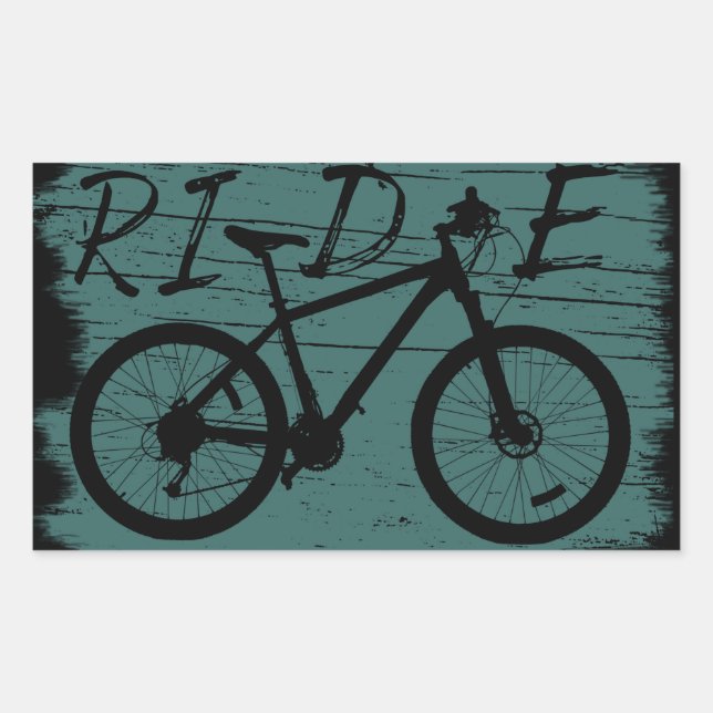 Adesivo Retangular MTB Downhill Vintage - Andar de Bicicleta de Monta (Frente)