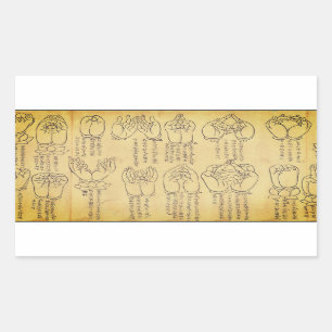 Adesivo Retangular Mudras (rolagem japonesa do século 12)