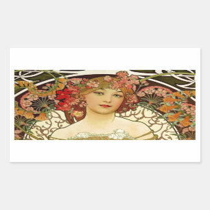 Adesivo Retangular Mulher 1897 de Champagne - F. Champenois Imprimeur
