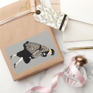 Adesivo Retangular Mulher Art Déco Vintage com Casaco Estampado de Le