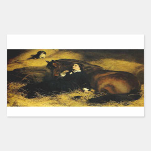 Adesivo Retangular Mulher e Cavalo