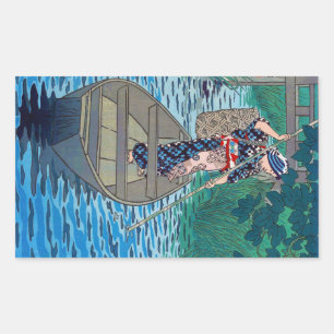Adesivo Retangular Mulher japonesa oriental legal da pesca do barco